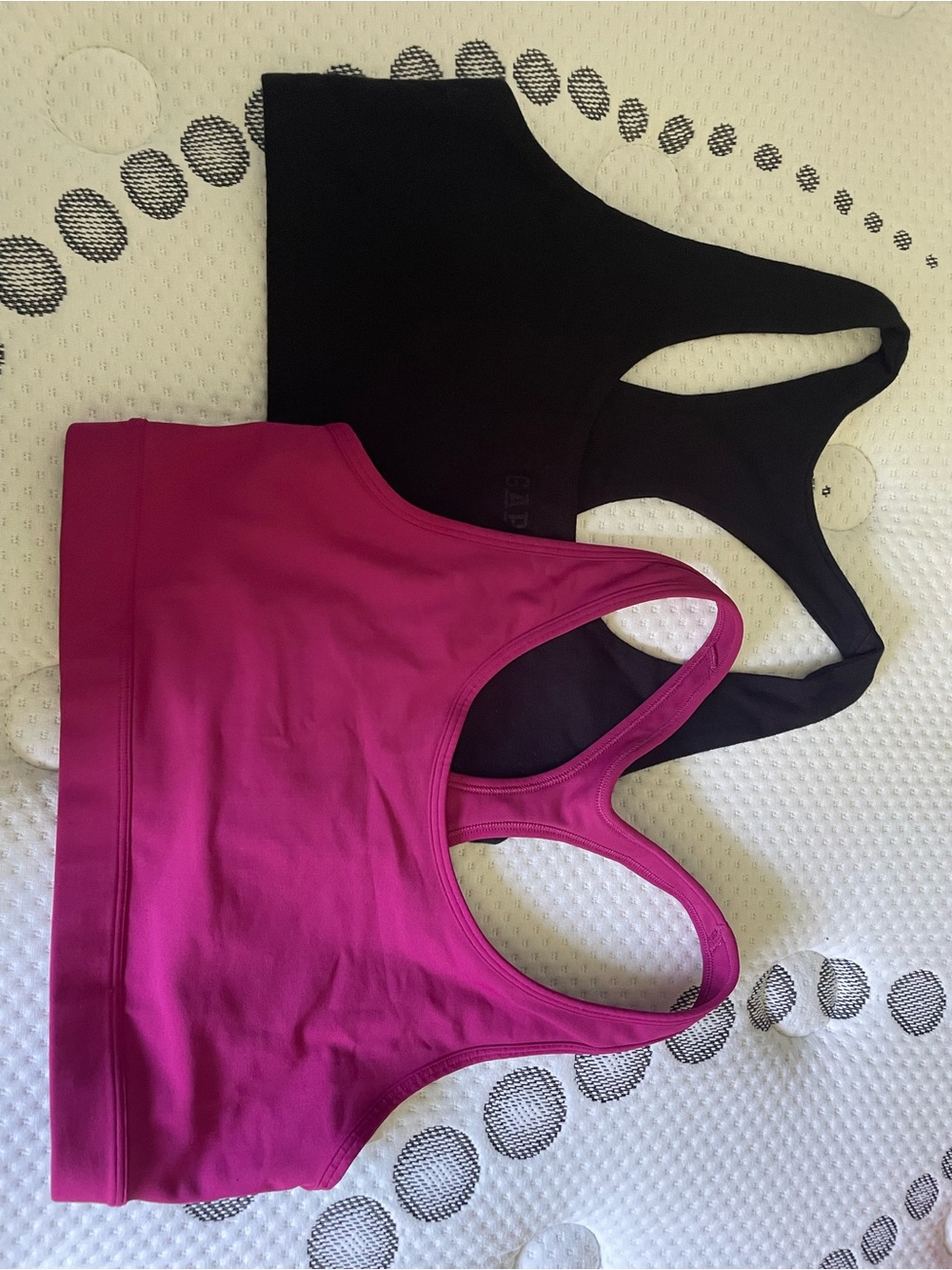 2 pieces- LG Racerback Sports Bra - Magenta & Black Gap Old Navy
